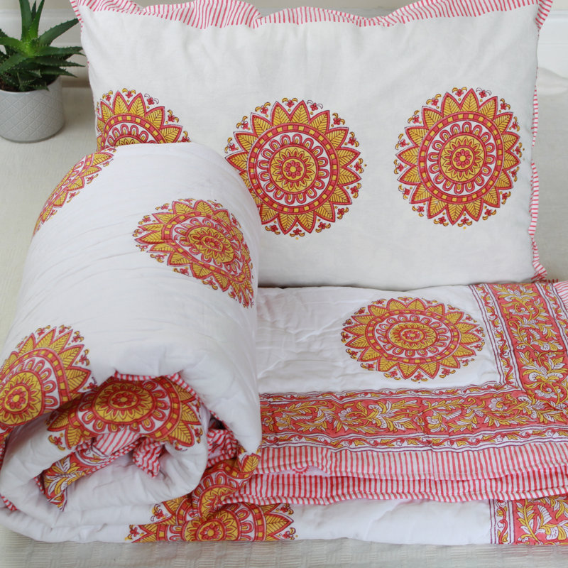 Blythe Cotton Floral Bedspread with Pillowcases