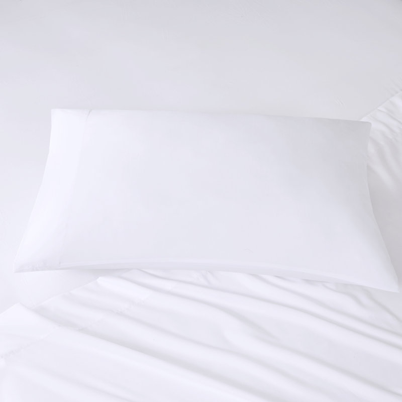  Ensemble de draps en microfibre avec poches latérales, Ensemble de draps pour lit simple TG + drap-housse, Blanc