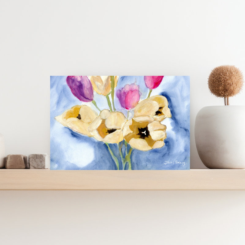 Art contemporain, art mural tulipe contemporain coloré, H 12 po x l 18 po