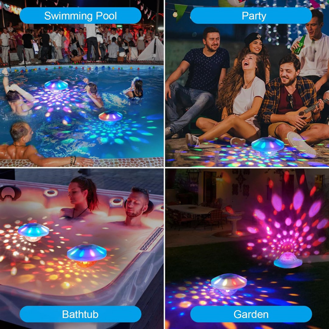 DESIGN SHOP BY SHELL Rechargeable Floating Pool Lights: 2 Pack Pool ...