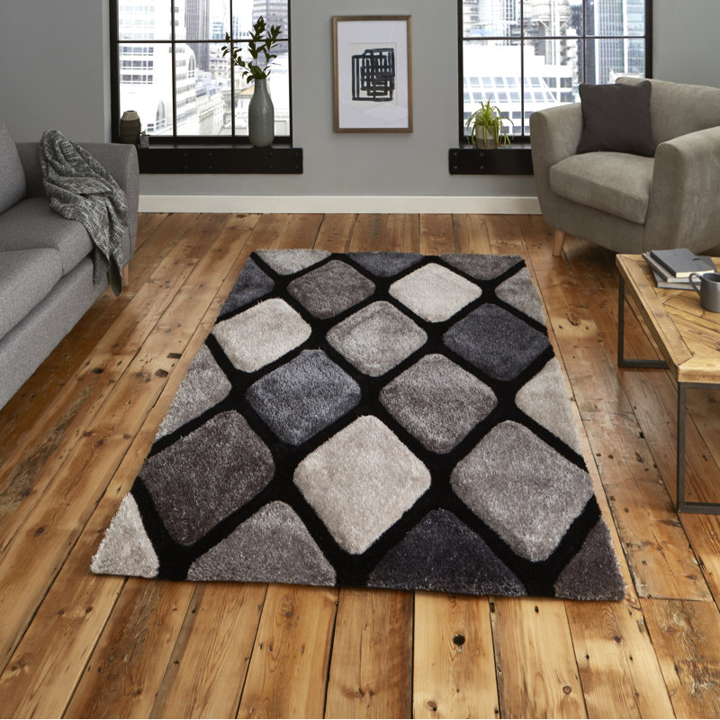 Varda area rug Hand Tufted Rectangle Black, Rectangle 150 x 230cm