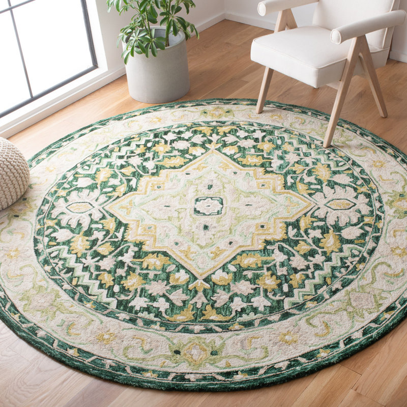 Hand Tufted Wool Southwestern Rug, Round 7'