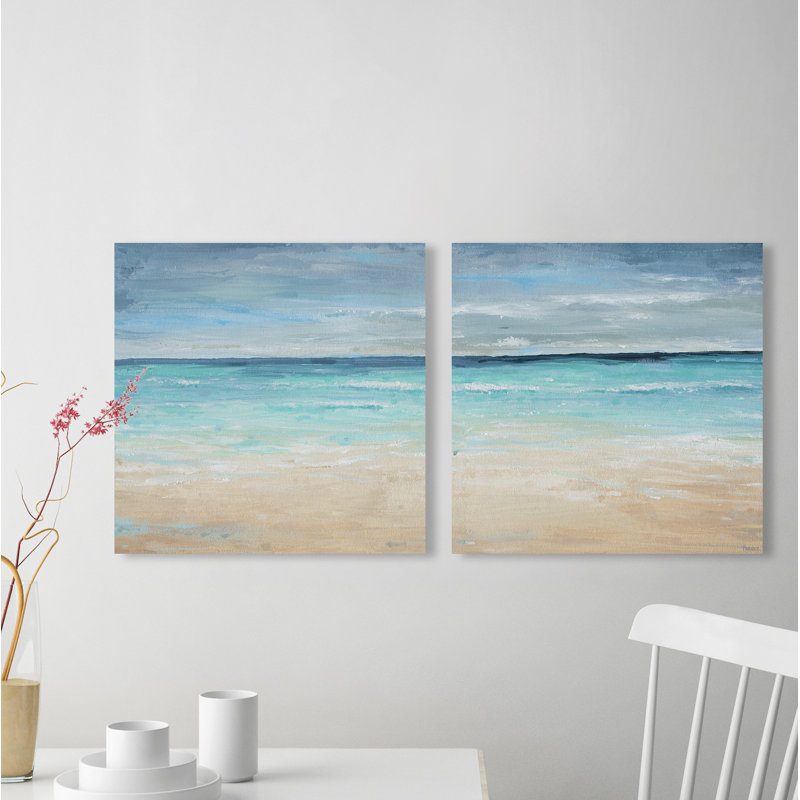 « blue coast » parvez taj,-2 pièces sur toile tendue à plusieurs pièces sur toile, H 24 po x l 24 po x P 1,5 po