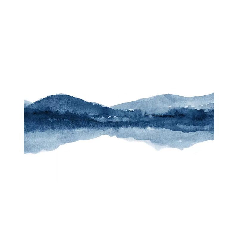 " Watercolor Landscape Xi - Navy Blue " by Nouveau Prints, 12" H x 18" W x 1.5" D