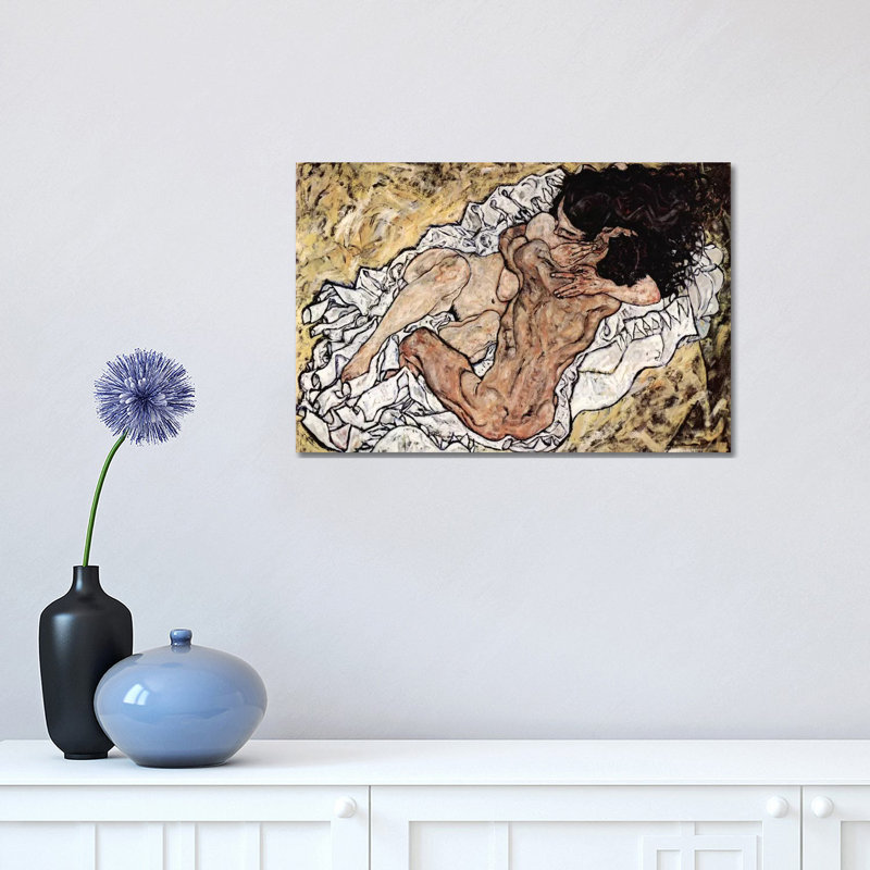 The Embrace (The Loving) by Egon Schiele - Wrapped Canvas Painting, 30.48 cm H x 45.72 cm W