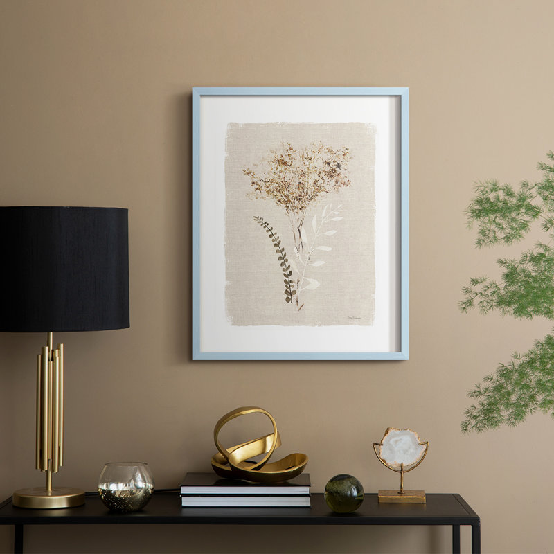 «Dried Foliage II», reproduction encadrée - bois massif, H 21 po x l 17 po, Bleu