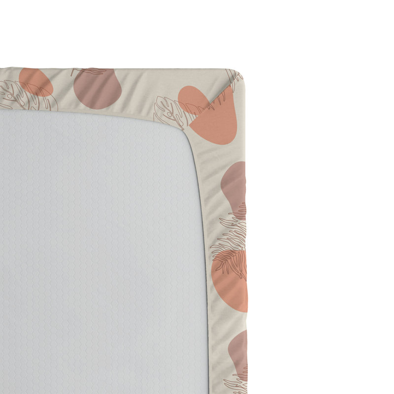 Drap-housse à motif floral Ambesonne, Coquille d'œuf, saumon pâle / floral, Drap-housse de taille très grand