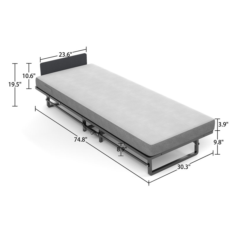 Structure de lit pliante en métal avec matelas en mousse de 4 po, convient pour la chambre à coucher et la chambre d'amis, dortoir simple à haute densité pour processus d'assemblage facile, conception d'espace