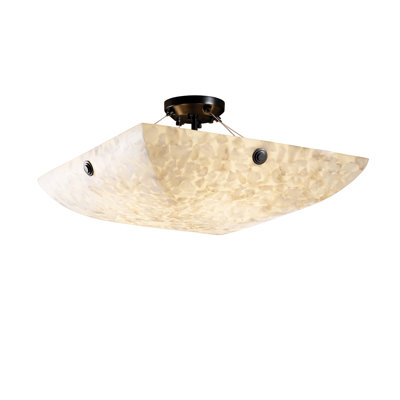 Asae Shaved Alabaster Rocks Cast Into Resin Semi Flush Mount