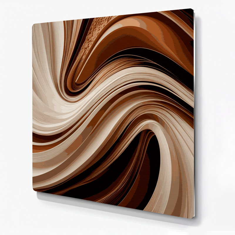 Gradient abstrait 34, art mural en métal beige, H 16 po x l 16 po
