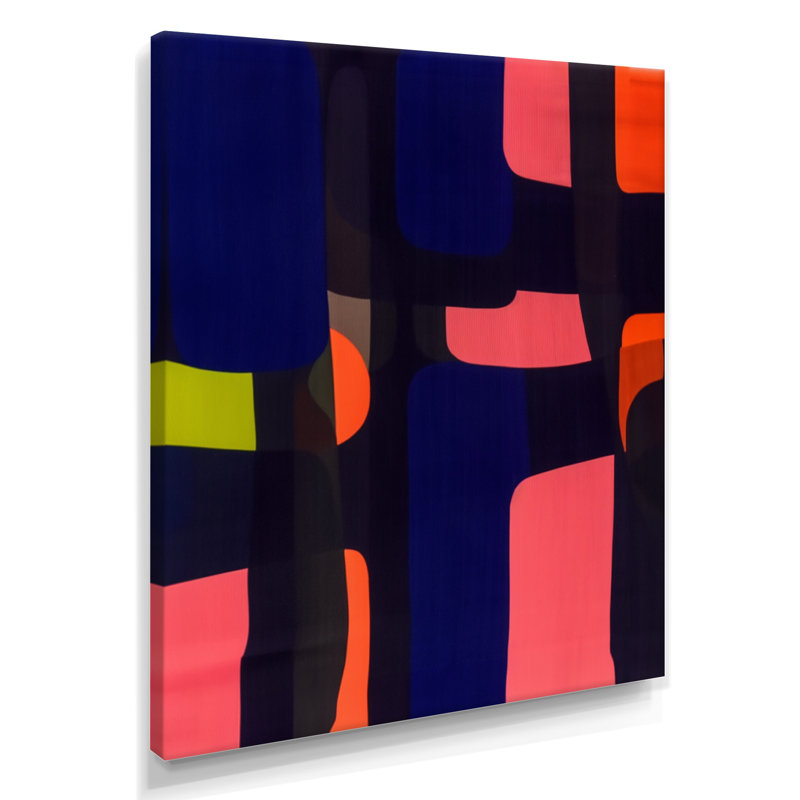 «Midnight Melody Retro 70S», impression d'art mural abstrait, H 40 po x l 30 po, Toile tendue