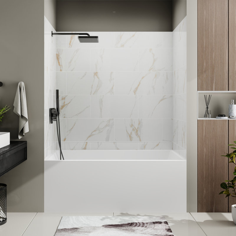 Bordure de panneau de douche en composite - paroi arrière transparente de 60 po