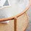Table ronde 30,71 po à double couche ronde en verre ondulé et en rotin PE assortie à une table basse avec cadre en fer à grain de bois à transfert de chaleur-728616396