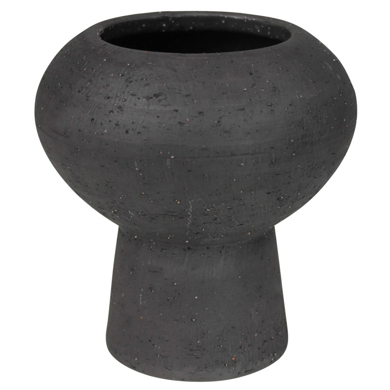 Vase de table en céramique noire Tommy, H 6 po x l 5,5 po x P 5,5 po