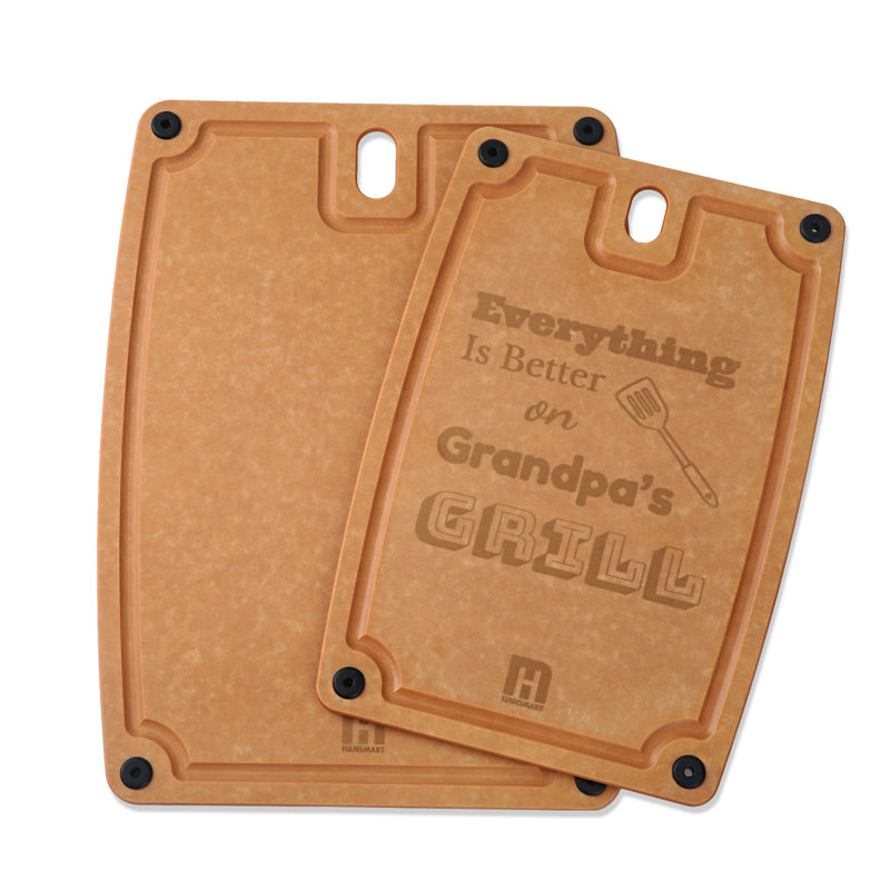 2-Pc. Eco-Friendly Composite Reversible Cutting Board Medium&Large Set With Handles, Grandpa