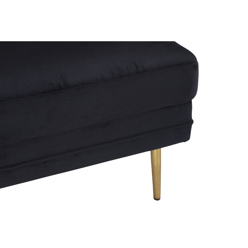 Horta 40cm Wide Square Ottoman, Brass, Black