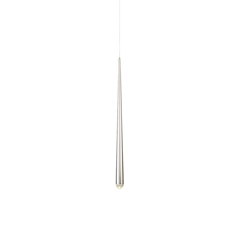 Cascade 1 - Light Single Cylinder LED Pendant, 19" H x 1.63" W x 1.63" D, Polished Nickel