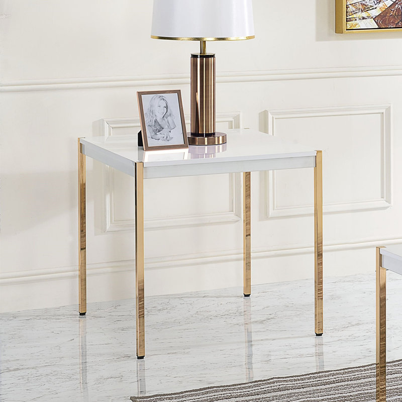 Square Top End Table With Metal Legs