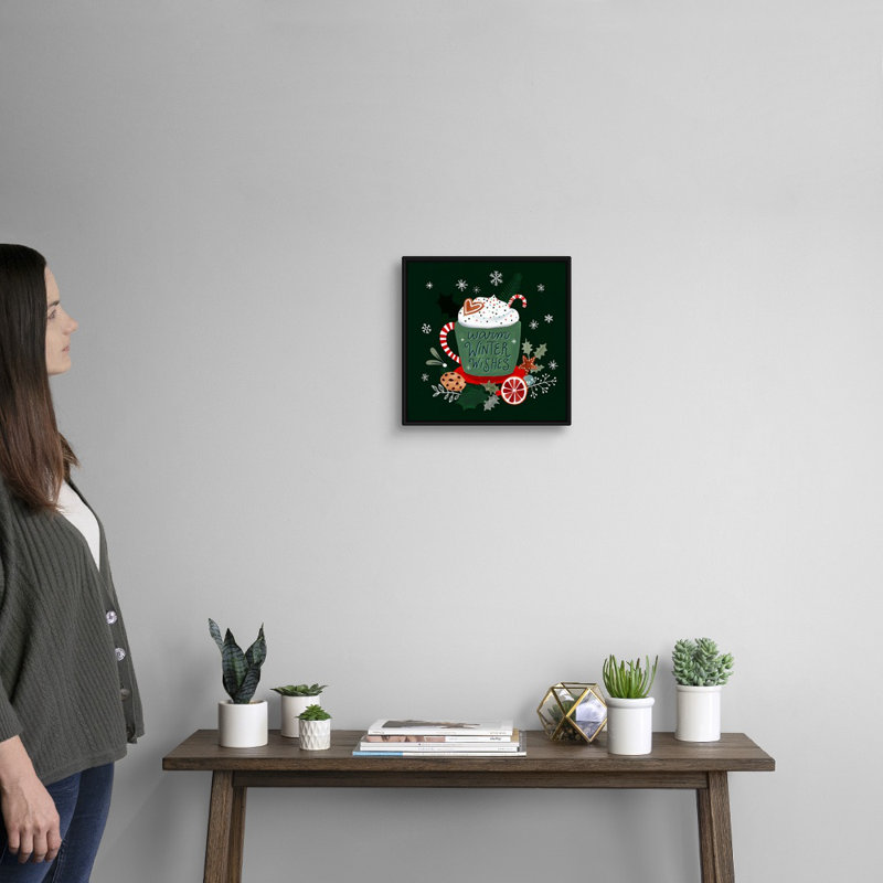 Reproduction d’art textuel sur toile, "Christmas comforts II" par Victoria Borges, H 14 po x l 14 po x P 1,75 po, Cadre noir