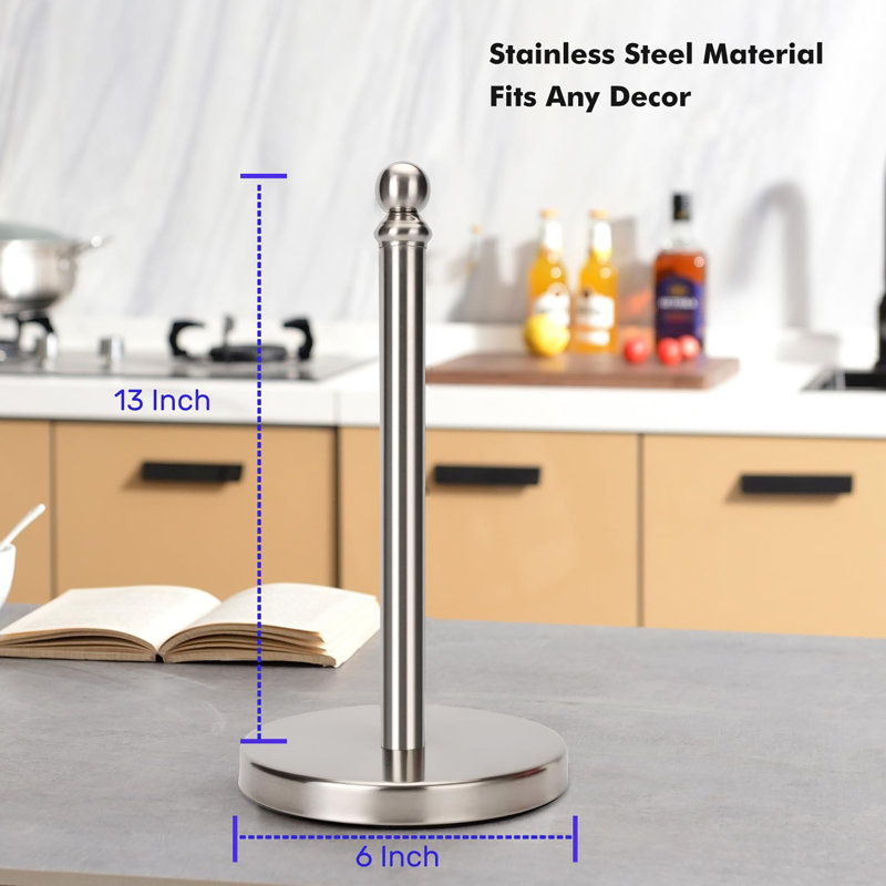 Standing Paper Towel Roll Holder, Brushed Nickel