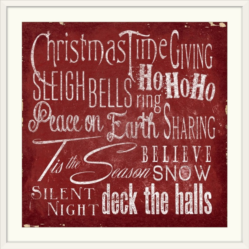 « christmas art type ii » par elizabeth medley, art textuel, H 28 x l 28 po x P 1 po, Cadre blanc