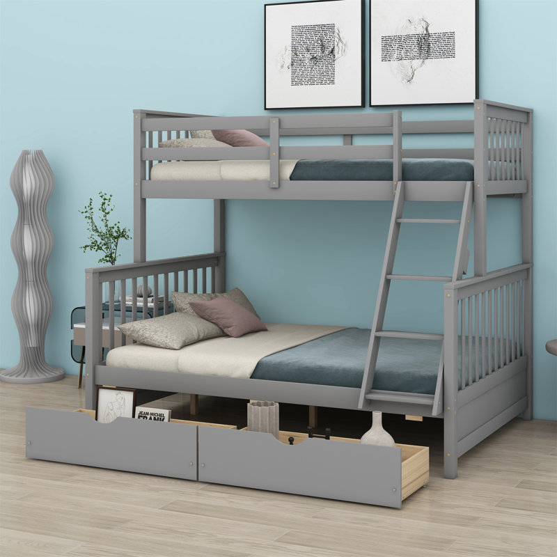 Lit superposé simple en bois massif Fortunate par Harriet Bee, gris