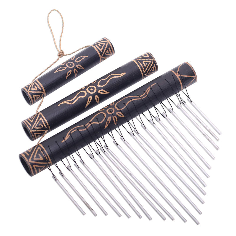 Black Bamboo and Aluminum Wind Chime with Sunny Designs