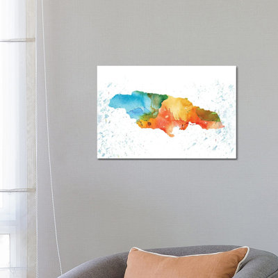 Jamaica Colourful Map - Wrapped Canvas Painting