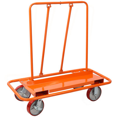 Chariot de tôle et de panneau de cloison sèche robuste avec capacité de charge de 3300 lb, chariot de service de panneau, roue en polyuréthane de 8 po sur moyeu en acier