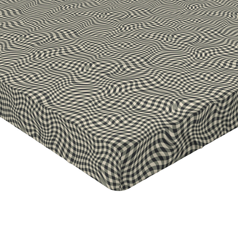 Drap-housse Ambesonne, Charcoal Grey Eggshell Checkered, Drap-housse simple TG