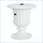 Table d'appoint MGO en marbre blanc avec base de parasol remplie de sable