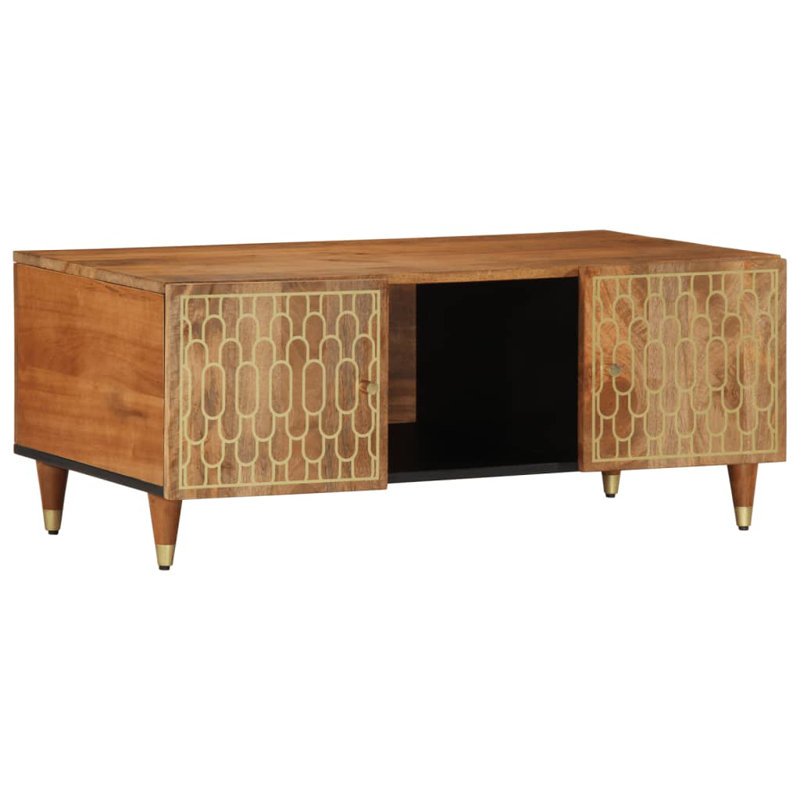 Akelius Coffee Table with Storage, Brown/Gold, Brown