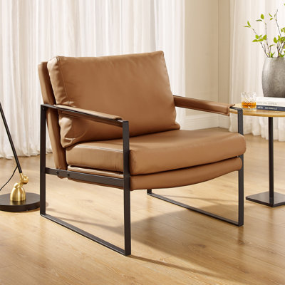 Mirsade 27.09'' W Leather Upholstered Accent Armchair