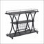 Chariot-bar industriel durable avec roulettes, rangement à trois niveaux et porte-verres à vin pour un usage domestique