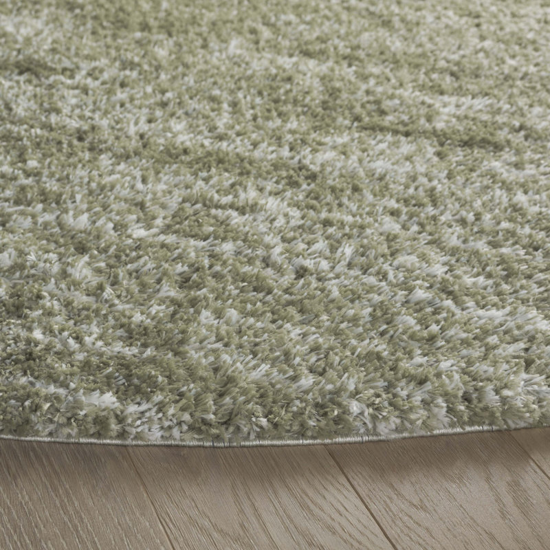 Tapis à poils longs à motif abstrait, Rond 6 pi 7 po