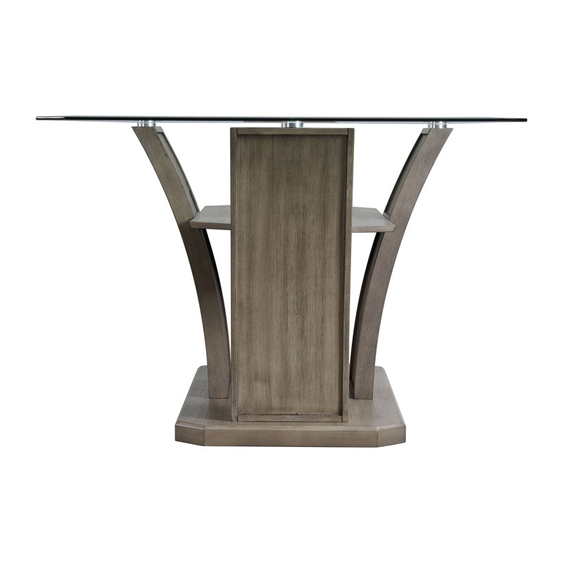Simms 72'' Gray Glass Top Rectangular Dining Table