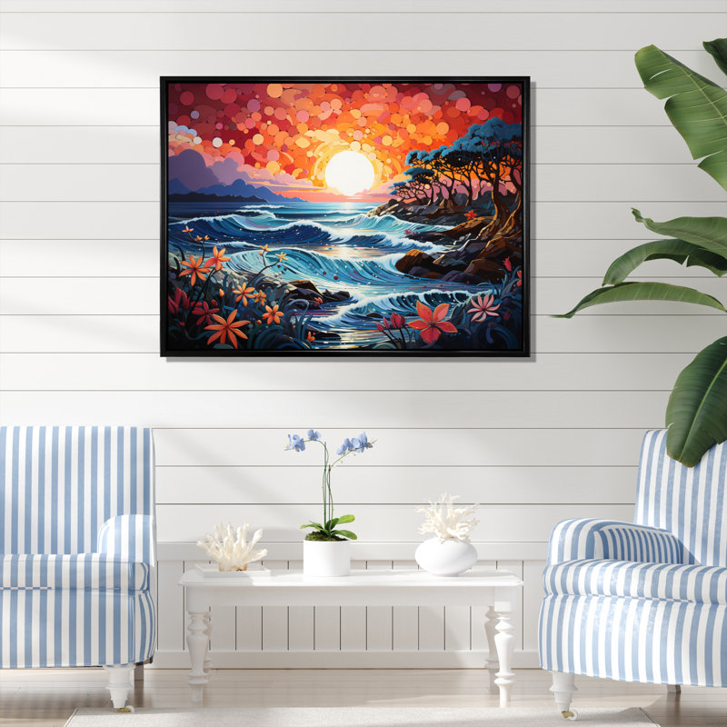 Beach Tropical Vibes XXI - Imprimé, Cadre flottant noir, H 12 po x l 20 po x P 1 po