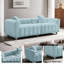 Canapé rembourré à bulles 3 places 83,46 po avec pieds en métal et coussins pour la chambre à coucher, velours modulaire flexible, soutien ergonomique confortable, style et économie d'espace