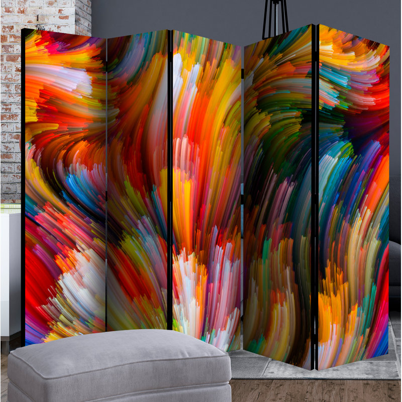 Cabbot 172cm H Solid Wood Folding Room Divider, 5, Colorful