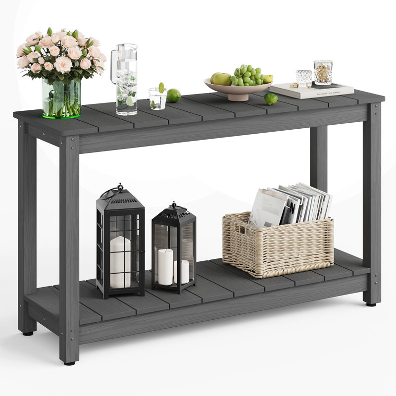 Rectangular Outdoor All-Weather Console Table, Gray, Gray