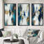 Indigo Awakening abstrait en bleu et or - ensemble de 3 peintures abstraites-1247759480-1247759748