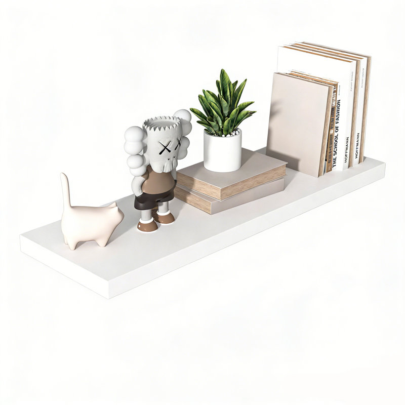  Large Floating Shelves for Wall Set of 1 Wooden Wall Shelves 36 in x 12.75 in x 2 in Room Decor Long Shelf with Invisible Wall Mount Bracket for Bedroom, Kitchen, Living Room, White