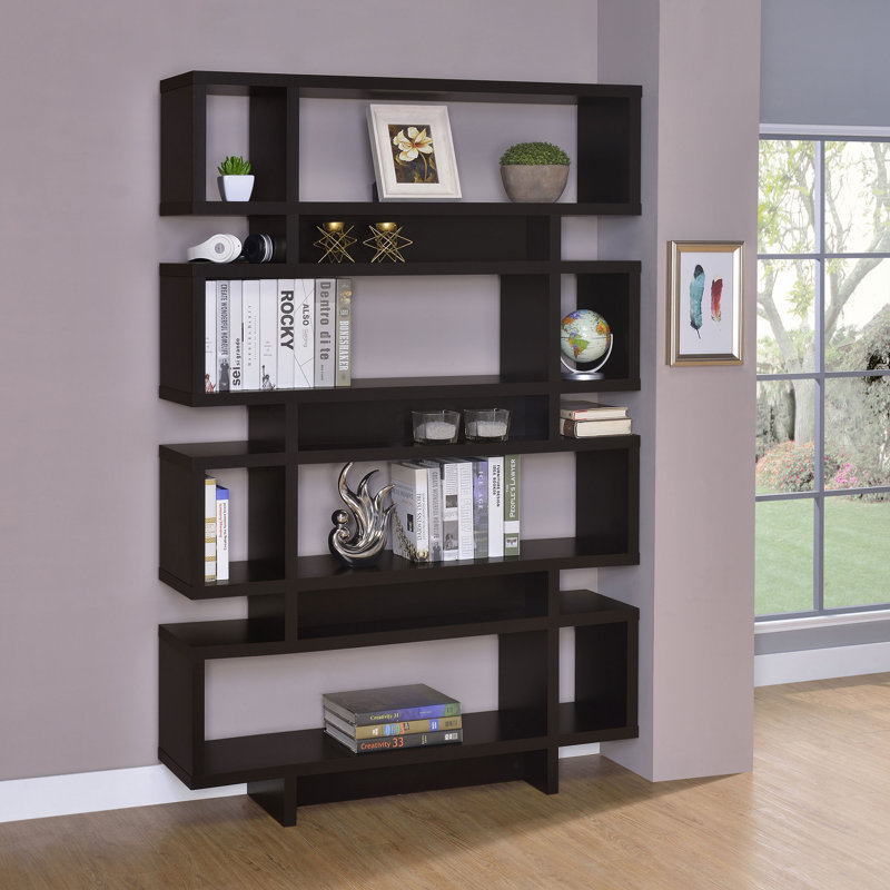 Charlytte Geometric Bookcase, Cappuccino