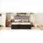 Lit plateforme pour chambre à coucher, grand lit en bois massif brun avec rangement multifonctionnel