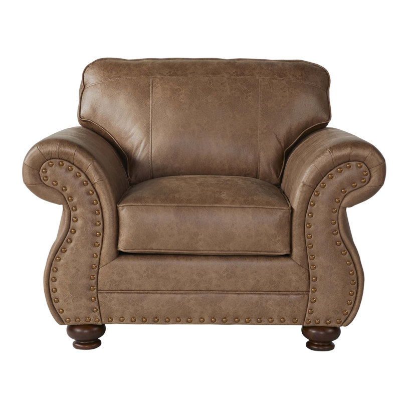 Fauteuil en tissu avec têtes de clou, Brown