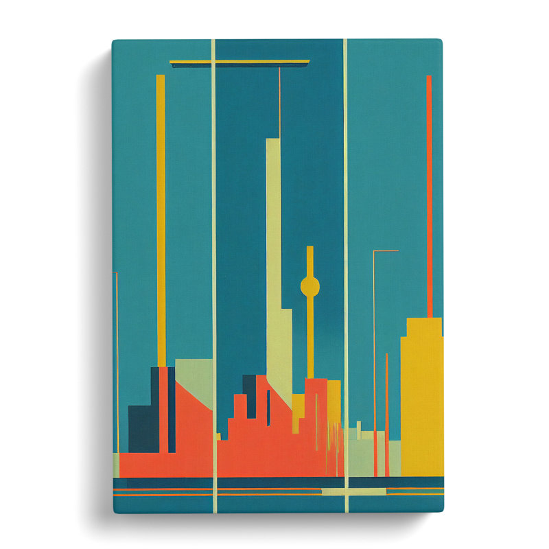 XC1022-1438X City Skyline Retro Art No.3 - Wrapped Canvas Print, 60cm H x 40cm W x 3cm D