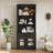 Tall Bookshelf With LED Lighting, Modern Bookcase With 2 Glass Doors And 1 Drawer,Storage Bookcase With Open Shelves For Living Room,Home Office-905283042-879240934
