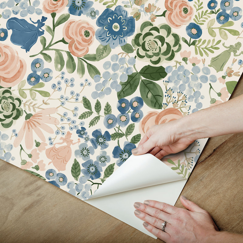 Double rouleau floral Peel & Stick, Bleu