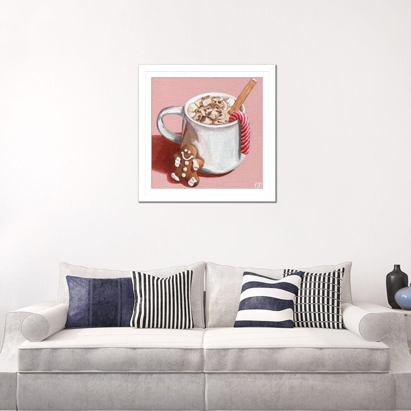 Festive Hot Choc - reproduction d'art murale - papier d'art encadré, H 24 po x l 24 po, Blanc