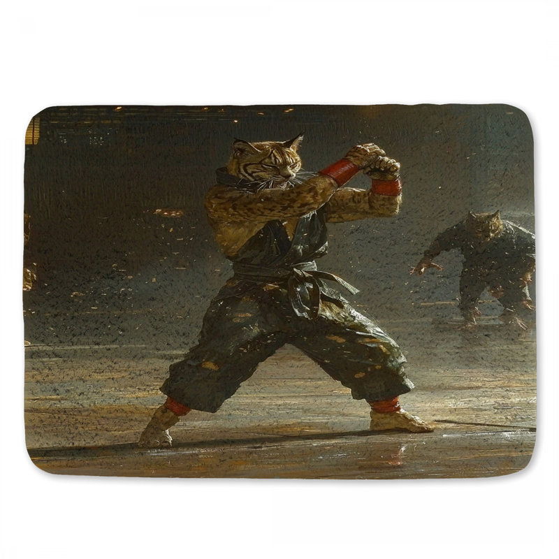 Martial Arts Lynx Bath Mat Animal Bathroom Decor Industrial, 24" L x 17" W